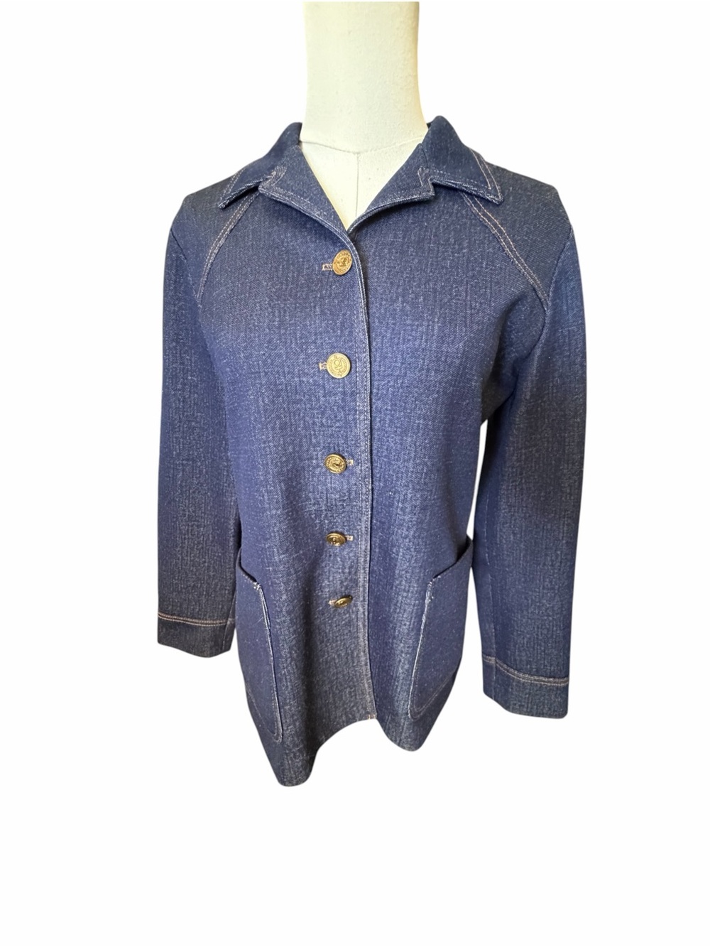 Vintage 70's Graff Womens Blue Button-Front Jacket Sz Medium